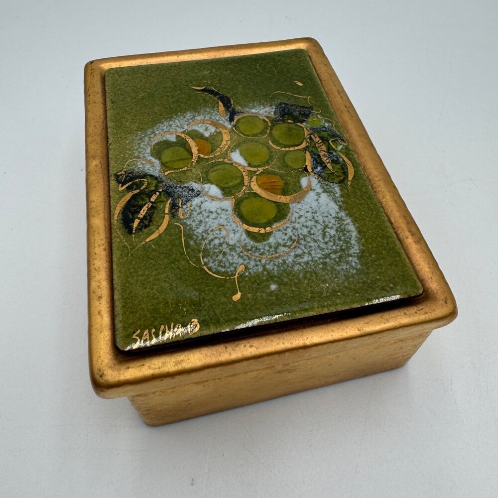 SASHA BRASTOFF  SIGNED MID CENTURY CERAMIC BOX ART Trinket